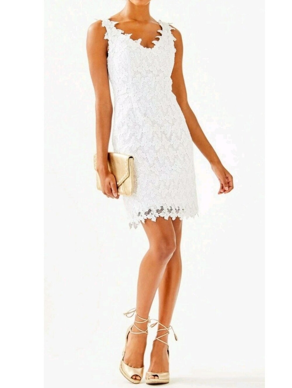 Lilly Pulitzer Reeve Butterfly Lace Shift Dress Size 2 Resort White Coquette - Picture 2 of 9